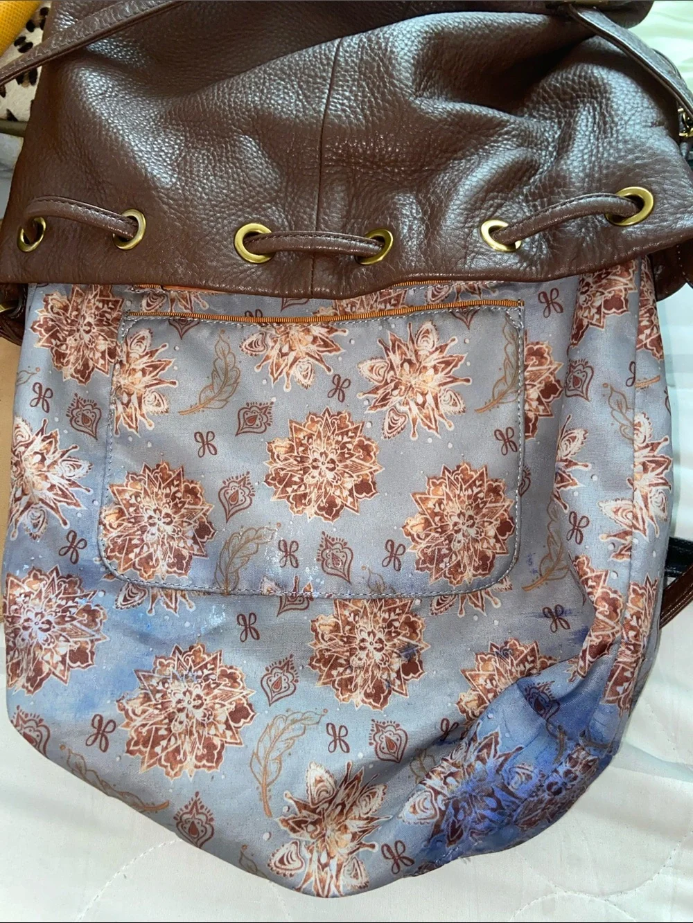 VTG HOBO RIVER BLAZE BAG Bucket Convertible Backpack BROWN LEATHER 90s Y2K